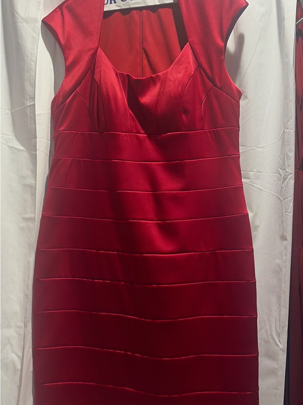 Red Satin Sheath Dress - Women's Elegant Cocktail Dress